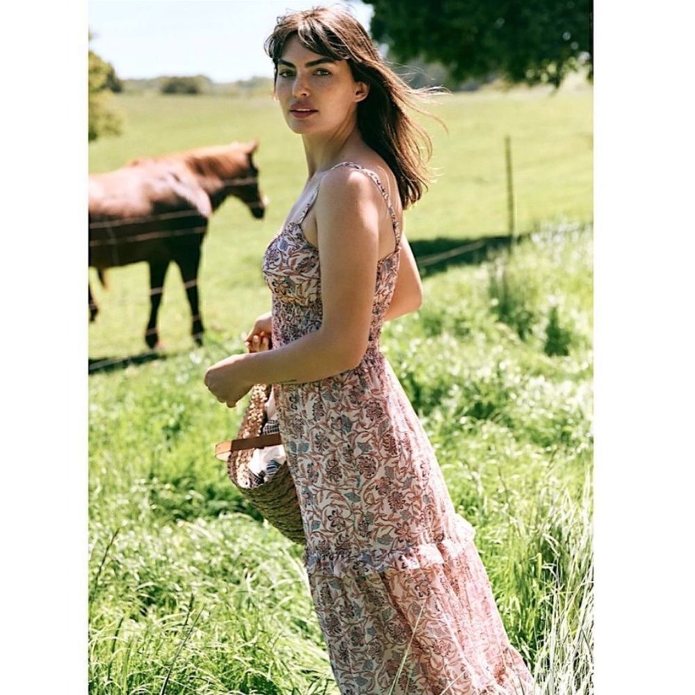 Anthropologie Rosebud Ruffled Tiered Midi Dress - Size XS